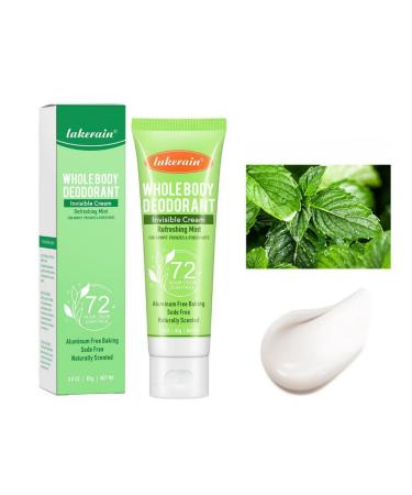 Mysense Whole Body Deodorant Invisible Cream Tube For Body Odor Removing Skin Safe and 72 Hour Odor Control 3 Ounce (04 Refreshing Mint)