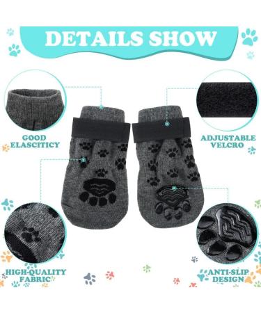 Anti Slip Dog Socks with Adjustable Strap for Indoor Traction Control - Black/Gray S (8 Pieces) - Buy Online on GoSupps.com