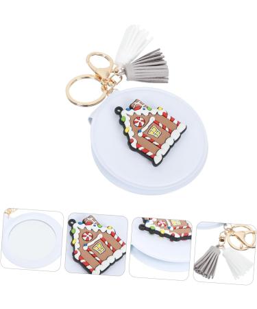 Beavorty 1Pc double mirror travel wallet keychain portable travel mirror Keychain Pendant Makeup Mirror Key Hanging Christmas Keychain carry white pu leather key chain White 8x8cm - Buy Online on GoSupps.com
