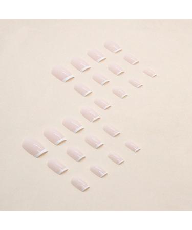 JUSTOTRY 24 Pcs French Press Medium Milky False Nails with Nail Glue - Glossy Square Fake Nails for Women and Teens - Buy Online on GoSupps.com