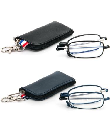 MMOWW Foldable Reading Glasses for Men & Women - Telescopic Mini Anti Blue Light Glasses (Black & Blue +1.5) - Perfect for Travel - Buy Online on GoSupps.com