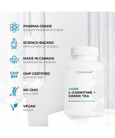 BIOGENIQUE L-Carnitine + Green tea Extract - 60 L-Carnitine 500 mg capsules - Amino Acid Weight management & Fitness Support - Nature made - Non-GMO - Buy Online on GoSupps.com
