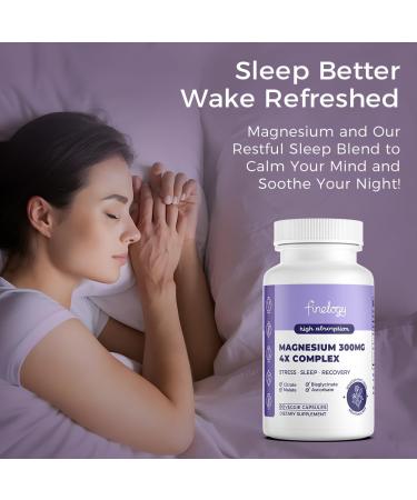 Finelogy 4X Magnesium Complex 300mg Magnesium Supplement with Chelated Glycinate Citrate Malate & Ascorbate High Absorption for Stress Sleep Muscle & Bone Health 90 Capsules - Buy Online on GoSupps.com