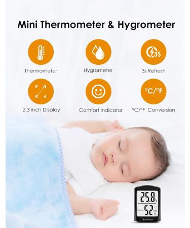 Buy Hoyiours Digital Thermo-Hygrometer - Large LCD Fast Refresh & Smiley Indicator for Home Office & Greenhouse - Best Indoor Temperature & Humidity Monitor - Buy Online on GoSupps.com