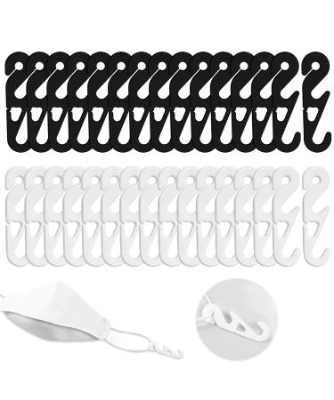 30Pcs Mask Ear Hooks 3 Position Adjustable Ear Clips Mask Extension Hooks for Ear Pain Relief Earmuffs for Adults and Children Black White
