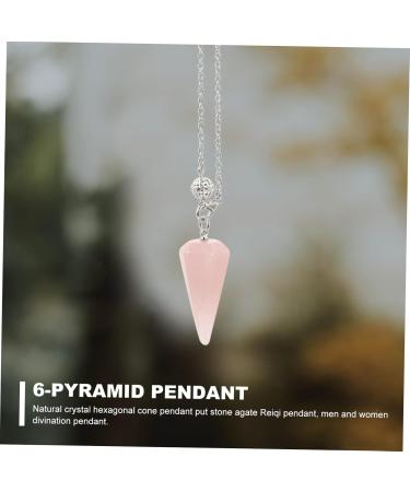 Anneome Hexagonal Cone Pendant Beads Necklace Charm Necklace Prism Crystal Taper Pendant Turquoise Window Pink 26x1.9cm - Buy Online on GoSupps.com