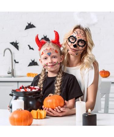 Halloween 3 Otters Temporary Face Tattoos - 19PCS Sugar Skull, Day of the Dead, and Skeleton Face Stickers for Party Favor Supplies - Buy Online on GoSupps.com