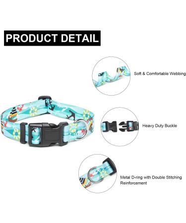 Mercano Adjustable Dog Collar - Soft Nylon Comfort & Stylish Pattern for Small & Medium Dogs Puppies & Cats - Sailing Design - Buy Online on GoSupps.com