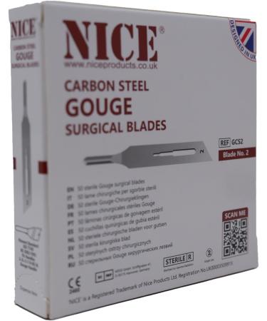 50 x NICE No.2 Gouge Sterile Carbon Steel Blades GCS2 for Manicure and Pedicure - Buy Online on GoSupps.com