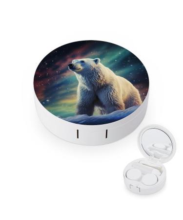 Contact Lens Case Northern Lights Polar Bear Portable Travel Contact Lens Box Contact Lens Storage Box