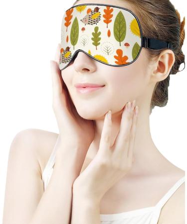 LynaRei Cartoon Hedgehog and Leaves Sleeping Mask - Adjustable Strap Eye Mask for Blocking Light - Autumn Forest Design (Style-4) - Buy Online on GoSupps.com