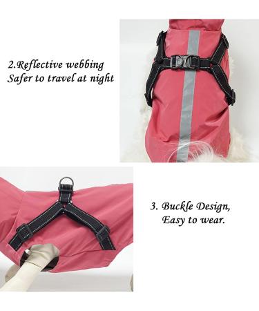 Waterproof Rain Jacket for Dogs | Reflective & Adjustable Hunders Coat with Hood - 3XL Pink for Puppies & Small to Large Dogs - Buy Online on GoSupps.com
