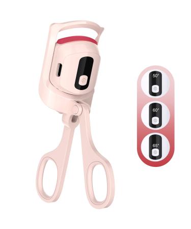 Heated Eyelash Curlers  Upgraded Version with Temperature Display Heated Lash Curler  3 Heating Modes Rechargeable  Professional Electric Eyelash Curler for Stunning Lashes in Minutes(Upgraded-Pink)