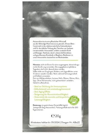 Dr. Heilbronner Premium Bio Astaxanthin PUR Powder - Antioxidant-Rich Algae Supplement for Smoothies Yogurts & Salads | Airtight Packaging & Measuring Spoon - Buy Online on GoSupps.com