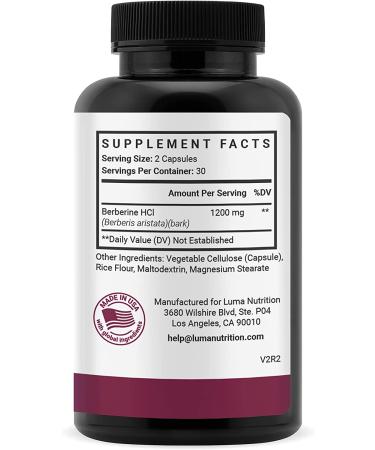 Berberine Supplement 1200mg - HCI Plus - 60 Capsules - Buy Online on GoSupps.com