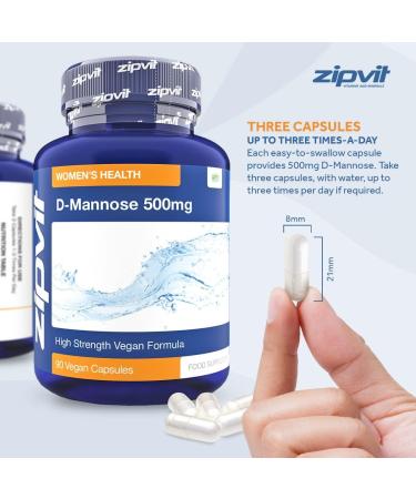 D-Mannose 1500mg 90 Vegan Capsules - Natural Cystitis Supplement - UK Manufactured - Buy Online on GoSupps.com