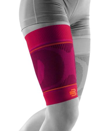 Bauerfeind Compression Skylight Volume Sleeves - Unisex Upper Leg Support for Ball & Endurance Sports - Extra Long Pink Thigh Compression (1 Pair) - Buy Online on GoSupps.com