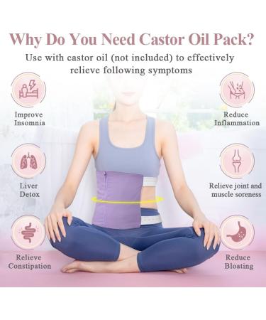 Organic Castor Oil Pack Compress for Liver Detox - Reusable Cotton Wrap with Adjustable Belt - Sleep Aid - Purple Violet - Buy Online on GoSupps.com