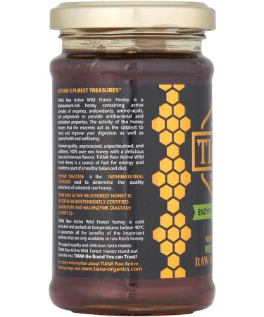 TIANA Pure Organic Raw Unpasteurised Wild Forest Honey Enzyme Diastase Activity 12+ 250g 250 ml (Pack of 1) - Buy Online on GoSupps.com