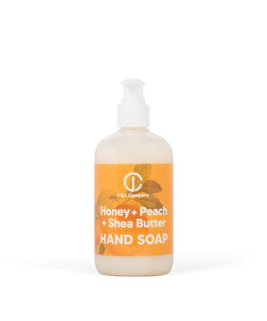 C&J Company Hand Soap  Made with Shea Butter  Honey + Peach Moisturizing Hand Wash  All Natural  Alcohol-Free  Cruelty-Free  12oz Honey Peach 12 Ounce