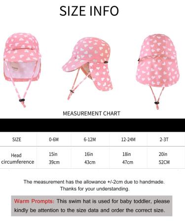 weVSwe Baby Toddler Sun Hat UPF 50+ Swim Cap with Flap Neck Protection, Adjustable Chin Straps, UV Sun Protection Hats - Pink Heart (6-12 Months) - Buy Online on GoSupps.com
