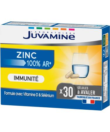 JUVAMINE – ZINC 100% AR* – Immunity – Zinc, Selenium and Vitamin D3 – Contributes to the Normal Functioning of the Immune System – 30 capsules – Made in France