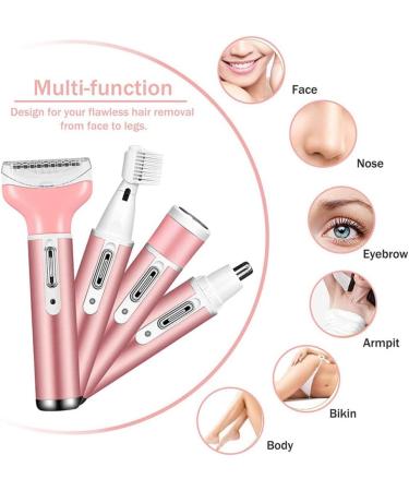Ghzest Electric Shaver for Women - 4 in 1 Wireless Ladies Razor & Bikini Trimmer for Face Nose Eyebrows & Body - Buy Online on GoSupps.com