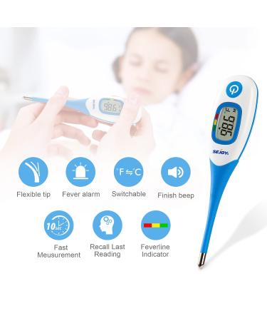 Digital Thermometer for Adults & Kids - Fast & Accurate Fever Reading for Oral, Armpit & Rectal Use - Flexible Tip & Waterproof - Large LCD Display - Ideal for Home Use - Termometro - Buy Online on GoSupps.com