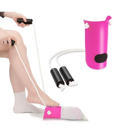 KEKOY pantyhine educational aid improved U-shaped dressing aid for socks and stockings sock drawing aid after hip surgery sock drawers for seniors pregnant women immobile people (pink)