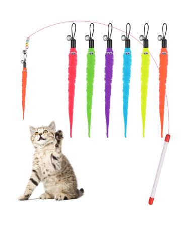 Cobee cat toys replacement 6 pieces of fury cockworms with bell + cat fishing rod toys cat stick refill sorted teaser refill with bells for cats and kittens 6 pieces (b) - Buy Online on GoSupps.com
