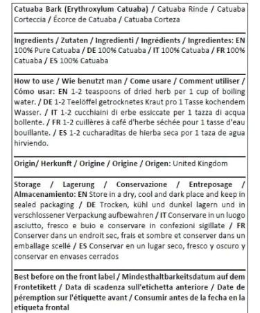 Herba Organica Catuaba Bark Herbal Tea - Erythroxylum Catuaba - corce de Catuaba Tisane 50g - Buy Online on GoSupps.com