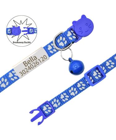 Senristar Personalized 2-Pack Reflective Cat Collars - Custom Breakaway with Name Shield & Bell Anti-Loss Tag for Boys & Girls Fits 20-28 cm - Navy Blue - Buy Online on GoSupps.com