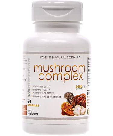 VH Nutrition Mushroom Supplement | Mushroom Complex for Vitality Support* 1400mg | Adaptagen Formula Includes: Lions Mane Chaga Reishi Extracts | 60 Capsules
