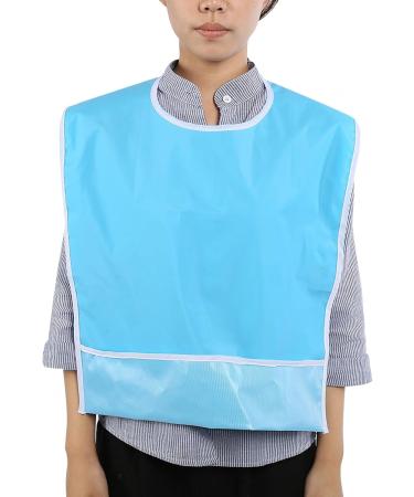 Eating Bib Waterproof Adult Elder Mealtime Eating Bib Clothes Clothing Protector Dining Aid Make Dining Easier(Light Blue) - Buy Online on GoSupps.com