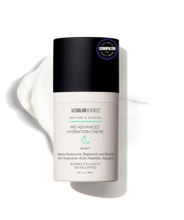 MDSolarSciences MD Advanced Hydration Cr me | Time-Released Night Cream with Hyaluronic Acid, Peptides & Squalane | Intense Anti-Aging Hydration & Barrier Support | 1.7 oz