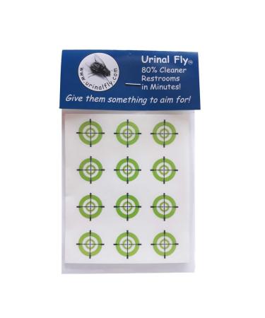 Urinal Fly Toilet Stickers 12 Pack Lime Green Target 80% Cleaner Bathrooms in Minutes!