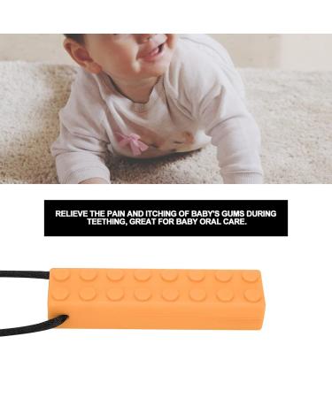 Silicone Building Blocks Baby Teether Necklace | Teething Stick Chew Pendant for Babies (Orange) - Buy Online on GoSupps.com