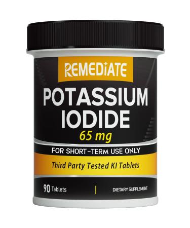 Potassium Iodide by REMEDIATE Iodine Tablets Potassium Iodide (KI) 65mg US Thyroid Pills YODO Naciente 90 Tablets 3 Month Supply
