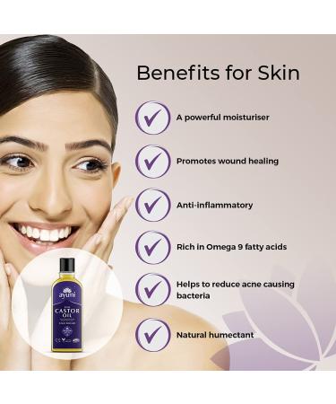 Ayuuri Natural Castor Oil - Premium Quality Cold Pressed for Hair Skin & Health | 100% Pure & Organic | International Shipping Available - Buy Online on GoSupps.com