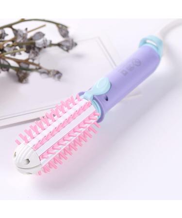 Mini Thermal Brush - 2-in-1 Hair Straightener & Curling Iron for Short Hair Heated Round Brush for Volume & Curls Travel Size Purple Wand - Buy Online on GoSupps.com