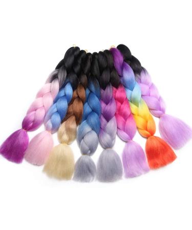 Tess Braids Extensions Ombre 60 cm - 3 Pack Jumbo Kanecalon Hair for Box Braids - 100g Pink Ombre Hair Extensions - Buy Online on GoSupps.com