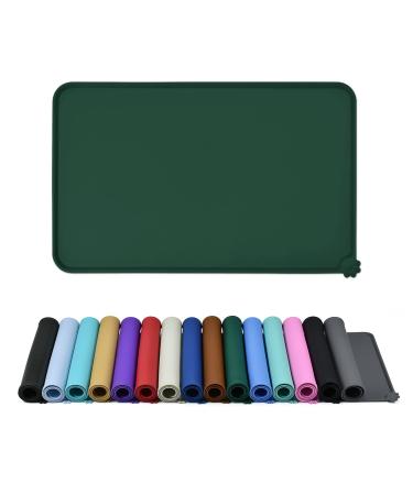 Reopet silicone feed mats for pets - waterproof dog and cat space mats with elevated edges - dog and catpipes - choose sizes 71 x 45 cm (1 -pack) Hunter Green