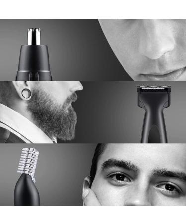 4 in 1 USB Rechargeable Ear and Nose Hair Trimmer for Men & Women - Waterproof Professional Electric Eyebrow & Facial Hair Clipper with Double-Edge Stainless Steel Blade - Buy Online on GoSupps.com