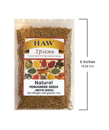 HAW Traders Inc Fenugreek Seeds 7 Oz - Natural Methi Seeds for Hair Growth & Cooking | Whole Fenugreek Spice in Resealable Bag - Buy Online on GoSupps.com