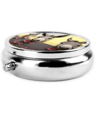 Buy Donkey and Flower Pill Box | Portable 3-Compartment Metal Pill Organizer for Vitamins | Cute Travel Pill Case for Purse & Pocket - Buy Online on GoSupps.com