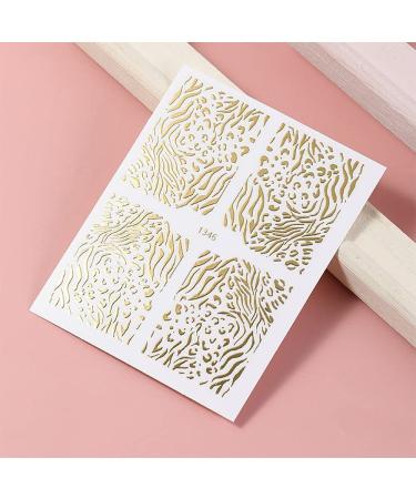 Slider French Graphic Swirl Stripe Tape Leopard 3D Metallic Nail Sticker Golden(1346) Style1346