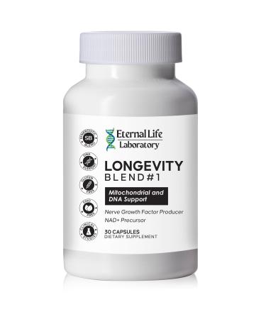 Longevity Blend#1 Mitochondrial and DNA Support - CoQ10 200mg PQQ Nicotinamide Riboside Shilajit Supplement - Anti-Aging Skin & Cellular Vitality- 30 Veggie Capsules