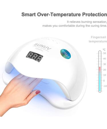 SUNUV 48W UV LED Nail Lamp for Gel Polish Manicure and Pedicure - Professional Dryer with Sensor and 4 Timers - Valentine Gift for Girls Women - Buy Online on GoSupps.com