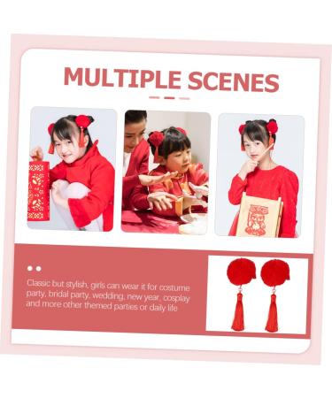 MAGICLULU 12 Pairs Tassel Hair Ball Hair Clip Hair Accessory for Cosplay Hair Pin Hair Barrettes Hanfu Hair Accessories for Red Tassel Fur Ball Child Artificial Fur Chinese Style - Buy Online on GoSupps.com