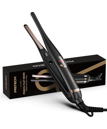 Small Flat Iron 3/10" Pencil Flat Iron for Short Hair Pixie Cut and Bangs Negative Ions Small Hair Straightener for Edges with 10th Adjustable Temper. Auto Shut Off